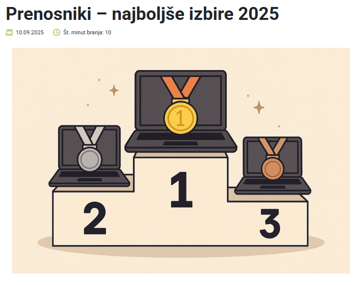 Naslovna slika blog-a prenosniki najboljše izbire 2025 z integriranim linkom do bloga